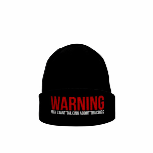 Warning Distracted By Tractors Beanie Hat
